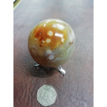 Flower agate sphere